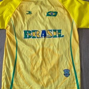 Brasil Yellow Soccer Jersey with Green Accents